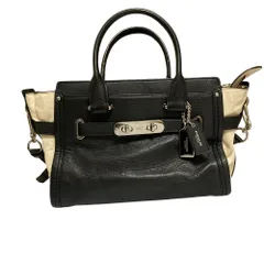 美品 COACH コーチ スワッガー 27 カラーブロック 2way ハンドバッグ ショルダーバッグ ブラック ベージュ レディース 古着 中古 USED