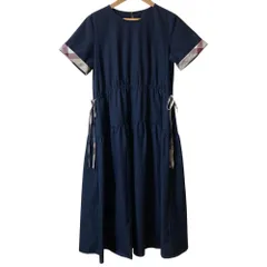 美品 BLUE LABEL CRESTBRIDGE ブルーレーベル クレストブリッジ ストレッチプルーフクロスパーシャルドレス サイズ36 ネイビー レディース 古着 中古 USED