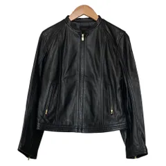 美品 TOMORROWLAND トゥモローランドコレクション ラムレザー ジップアップブルゾン ライダースジャケット サイズ36 ブラック レディース 古着 中古 USED