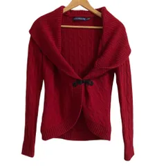 美品 RALPH LAUREN SPORT ラルフローレンスポーツ ショールカラー ケーブルニット ボレロ カーディガン ジャケット Mサイズ レッド レディース 古着 中古 USED
