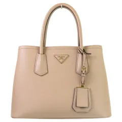 新品同様 PRADA プラダ サフィアーノレザー トライアングルロゴ ドゥーブレ 2way トートバッグ ショルダーバッグ 1BG887 ベージュ レディース 古着 中古 USED