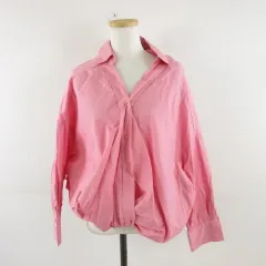 ザラ ZARA オーバーサイズシャツ ブラウス 長袖 ピンク M *A749