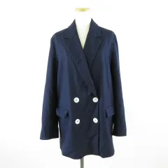 ザラ ZARA テーラードジャケット ダブル ハーフ丈 長袖 紺 XS *A825