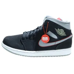NIKE (ナイキ) AIR JORDAN 1 MID 554724-060 エアジョーダン1 ブラックパーティクルグレージムレッド ミッドカットスニーカー US9.5/27.5cm ブラック/グレー