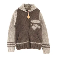 A BATHING APE (アベイシングエイプ) Wool Knit Jacket カウチン ウールジップアップジャケット ブラウン 1860-120-020のサムネイル