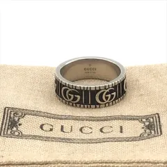 超美品 GUCCI グッチ ダブルG マーモント ロゴ シルバー925 23 メンズ アクセサリー リング 指輪 22号 9.4g ファッション小物 r381