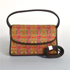 龍村美術織物 経錦 円文白虎朱雀錦 着物 和装バッグ 利休バッグ お茶席 結婚式 入学式 卒業式 ハンドバッグ ショルダーバッグ 5XK023 【送料無料】【中古】【レディース】202511