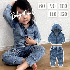 80 90 100 110 120 cm 〔 デニムセットアップ 〕 デニム セットアップ