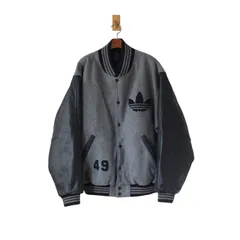 アディダス 00s 袖レザー スタジャン カナダ製 グレー×黒 US/M、Japan/O （w-2521107）
