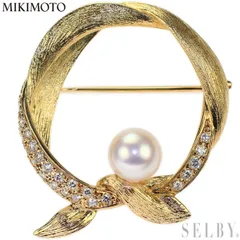 ミキモト K18YG アコヤ真珠 ダイヤモンド ブローチ 径約8.0mm