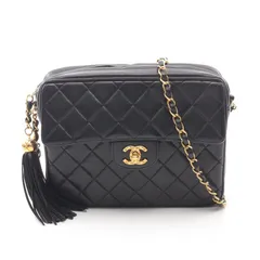 シャネル CHANEL ショルダーバッグ マトラッセ ブラック ラムスキン（羊革） マトラッセ フリンジ チェーンショルダー レディース Used A