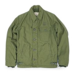 ミリタリー US.NAVY 70s 70年代 A-2 デッキジャケット ALPHA社製 アルファ N-1 DECK 米軍実物 官給 放出 USA ヴィンテージ アメリカ 古着 メンズ コート ジャケット オリーブグリーン S【中古】