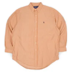 ポロラルフローレン POLO RALPH LAUREN 90s 90年代 ボタンダウンシャツ BLAIRE ピンチェック柄 ロゴ刺繍 USA ヴィンテージ アメリカ 古着 メンズ シャツ オレンジ系 L【中古】