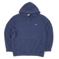 ナイキ NIKE 00s 2000年代 スウォッシュロゴ刺繍 スウェットパーカー フェード フーディー USA ヴィンテージ アメリカ 古着 メンズ パーカー ネイビー 紺 L【中古】