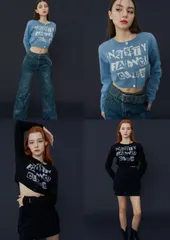 新品【FANCY CLUB】FANCY STAMP CROP CARDIGAN