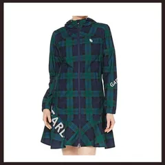 新品未使用　PEARLY GATES（パーリーゲイツ）　格子柄　フルジップワンピース　0　グリーン系