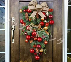 クリスマスリース クリスマス スワッグ 飾り 大きい オーナメント ナチュラル リース 玄関 ドア 壁掛け 庭園 部屋 qd1168