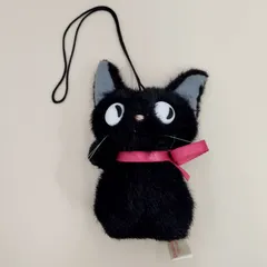 【D10537】レトロ スタジオジブリ 魔女の宅急便 キャラクター 黒猫 ジジ ひも付 ぬいぐるみ