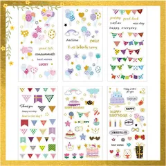 【迅速発送】デコ シール ガーランド 【18シート】誕生日 色紙 手帳 アルバム トレカ 【6種類×３セット】 ハッピーバースデー バルーン 風船 ステッカー 【6種類×３セット】 Abon Abon (ガーランド) 0