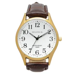 【数量限定】ホワイト文字盤 アナログ PU レザーベルト セルディカ 日本製ムーブメント 腕時計 SD-AM336-WTG メンズ [クレファー] ブラウン