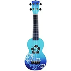 【中古】MAHALO ソプラノ UKULELE デザイナーシリーズ ハイビスカス MD1 HB ブルー バースト