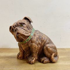 送料無料 特大高さ65cm スワールウッド無垢材 ブルドッグ 犬 木彫りの 
