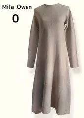 Mila Owen 後ろ開き太リブニットワンピース 長袖 Aライン ミモレ丈 0 モカ