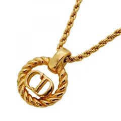 【5job0315】クリスチャンディオール ネックレス CDロゴ 丸型 サークル GPメッキ ゴールド【中古】レディース