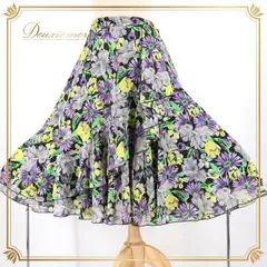 社交ダンス 衣装 スタンダード スカート レッスンウェア 女性用 レディース オールシーズン 黒 紫 黄色 緑 花柄 ブラック系 パープル系 イエロー系 軽量 通気性 日本製 おしゃれ 上品 花柄デザイン カジュアル スカートコーディネート 練習着 決定版