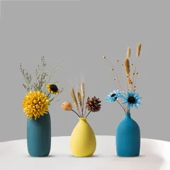 【注意事項あり】花瓶 陶器 一輪挿し ミニ おしゃれ フラワーベース 3点セット小さめ 和風花瓶 日本 ブラックセラミック 黑 植木鉢インテリア飾り