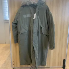 美品 ファー付き　ロングモッズコート カーキ　A719①