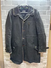 【H1-28】◇  PPFM　 Lサイズ　インナーベスト付き デニムコート　ブラック