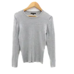 23区 オンワード樫山 リブニット カットソー クルーネック 長袖 無地 32 XXS グレー /HO28