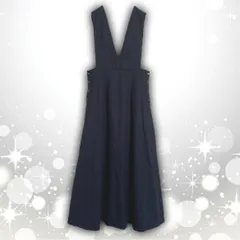 【即決ご希望額はコメントへ】 美品　nano BASE　ナノユニバース　ジャンパースカート　ブラック　Ｆ　ワンピース　ジャンスカ　サロペットスカート　Vネック　ロング丈　ミモレ丈　ノースリーブ　レイヤード　重ね着　大人かわいい　きれいめ　カジュアル　通勤