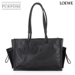 美品 ロエベ バッグ ショッパー トート レザー ブラック スタッズ ブラック 金具 レディース メンズ 90301544 【中古】ブランド 美品 ロエベ LOEWE ショッパー トート バッグ レザー ブラック