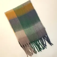 新品) CHECK パータン マフラー / 大型 マフラー ダークグリーン