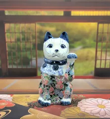 【瀬戸焼】友禅磁器招き猫　小　(左右セット) 瀬戸焼】友禅磁器招き猫 小 (左右セット)