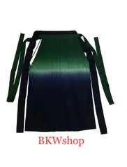 ＜期間限定品＞　used　グリーン・紺　グラデーション　女袴　145cm位　入学式　卒業式　謝恩会　リメイク　着物　レイヤー衣裳