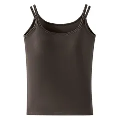 裏起毛 カップ付き タンクトップ レディース 冬インナー あったかインナー ブラトップ ストラップデザイン レギュラー丈 見せインナー 大きいサイズ rr-058