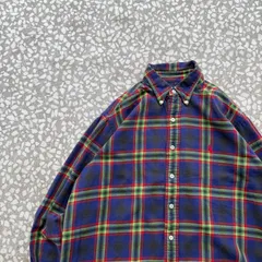 Ralph Lauren / check ls shirt ラルフローレン　最高カラー　オンブレライク　ワンポイント刺繍ロゴ　チェック　長袖　アメカジ　ホース　ハウス