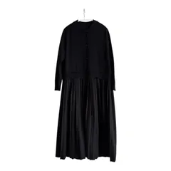 Z1594ABI TOKYO アビトーキョー ニット×プリーツ切替ワンピース ブラック　レディース Fサイズ