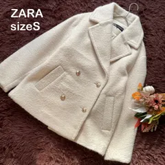 未使用級　ZARA ザラ　ダブルブレスト ブークレコート　Pコート　金ボタン　ミドル丈　完売　2024AW 近年モデル　ボア　オーバーサイズ　S