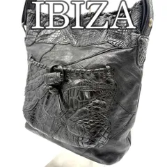 イビサ　ショルダーバッグ　黒　レザー×型押しコンビ　肩掛け　IBIZA Leather Shoulder Bag Black Embossed Combination