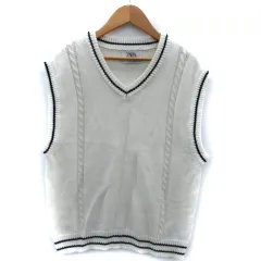 ザラ ZARA ニットベスト プルオーバー Vネック ケーブル編み 164cm 白 ホワイト /SM7 女の子