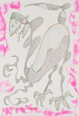 Akihiko Mihara, Salon d'Automne Award-winning artist [KODAIRYU Ancient Dragon] Drawing Original Pencil drawing Interior Animal painting Contemporary art Small piece Painting Fine art Pen drawing Illustration Monster Line drawing Original illustration Children's room Dragon Dinosaur Dragon Mysterious Abstract painting Colored pencil drawing Painting