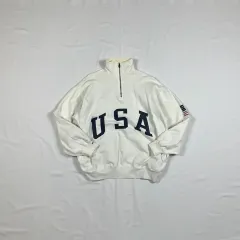 90s ポロラルフローレン POLO USA 星条旗 スウェット ハーフジップアップ
