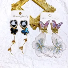 蝶々×2 樹脂イヤリング