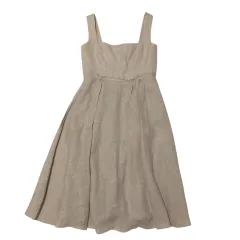 美品　NATURAL By FOXEY　ナチュラルバイフォクシー　フォクシー　ノースリーブ　ワンピース　ティアード　リネン100%　ワンピースドレス スクエアネック　サイズ38　ポケット付