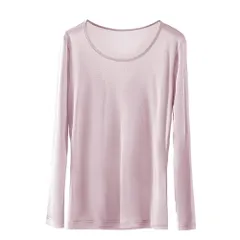 長袖 インナー シルク 100％ 絹 silk レディース 吸湿 放湿性 保湿 軽量 サラサラ 上質 快適 天然繊維 敏感肌 肌着 美肌効果 丸首 クルーネック rr-059