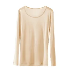 長袖 インナー シルク 100％ 絹 silk レディース 吸湿 放湿性 保湿 軽量 サラサラ 上質 快適 天然繊維 敏感肌 肌着 美肌効果 丸首 クルーネック rr-059